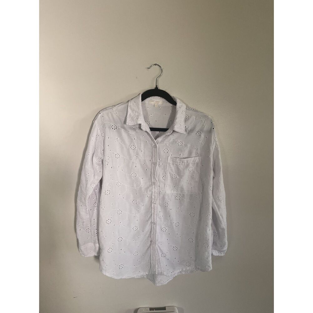 Cottagecore Farmer Market White Eyelet Women's Button down Size Small